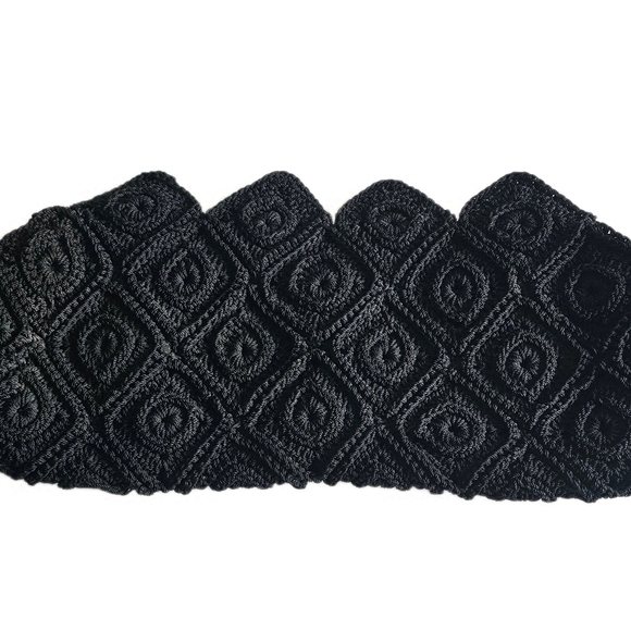 1940s Vintage Black Crochet Corde Clutch Women Bag - Picture 2 of 15